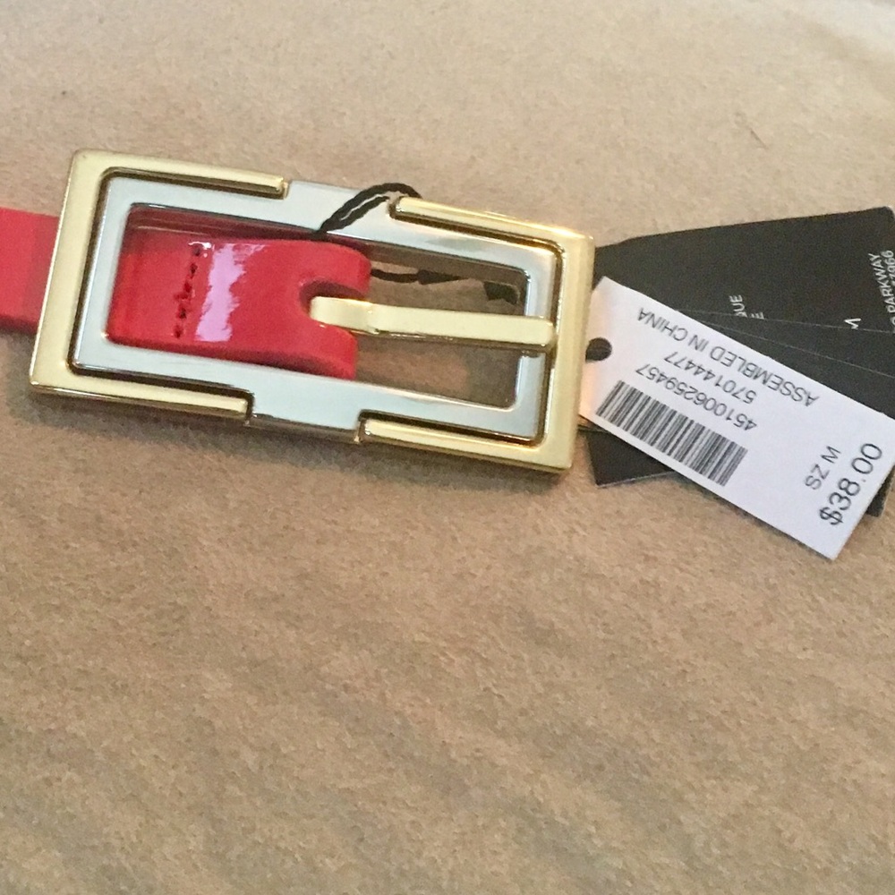 WHBM-NWT-Red Reversible Belt, Gold/Silver Buckle